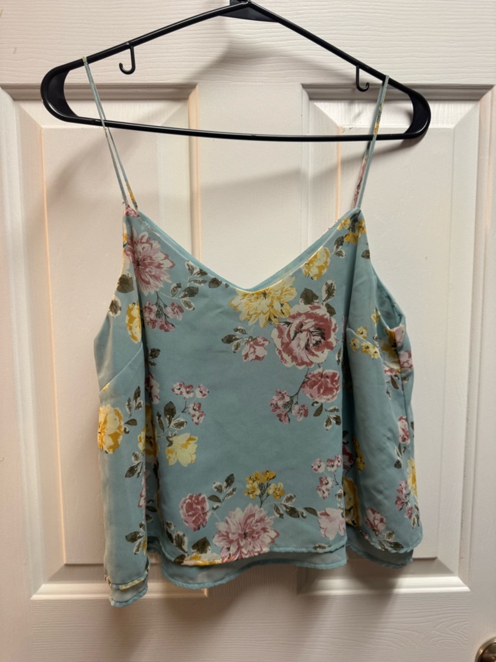 Cape Juby Dusty Blue Floral Spaghetti Strap Cami